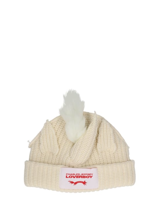 Charles Jeffrey LOVERBOY: Bonnet licorne en laine et nylon