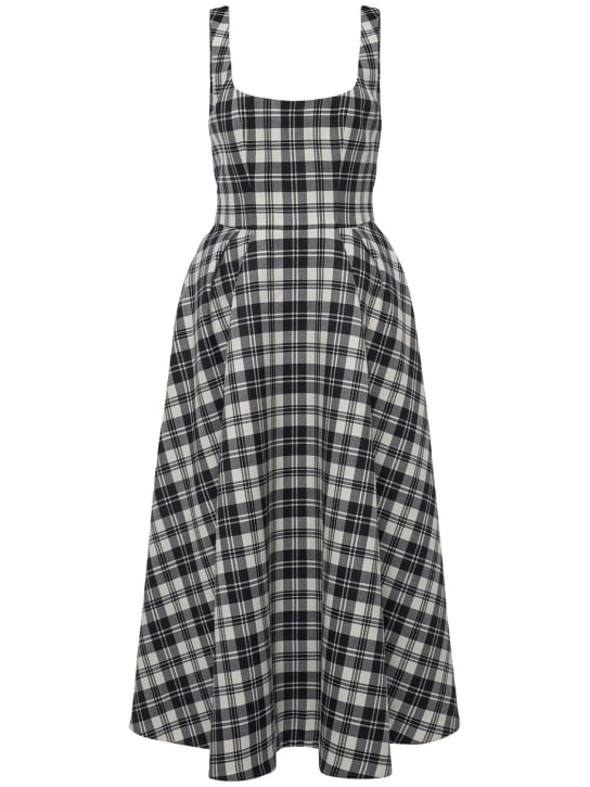Alessandra Rich: Midikleid aus Wolle mit Schottenmuster