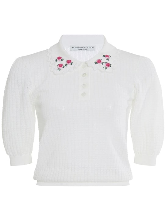 Alessandra Rich - Besticktes Wollstrickoberteil