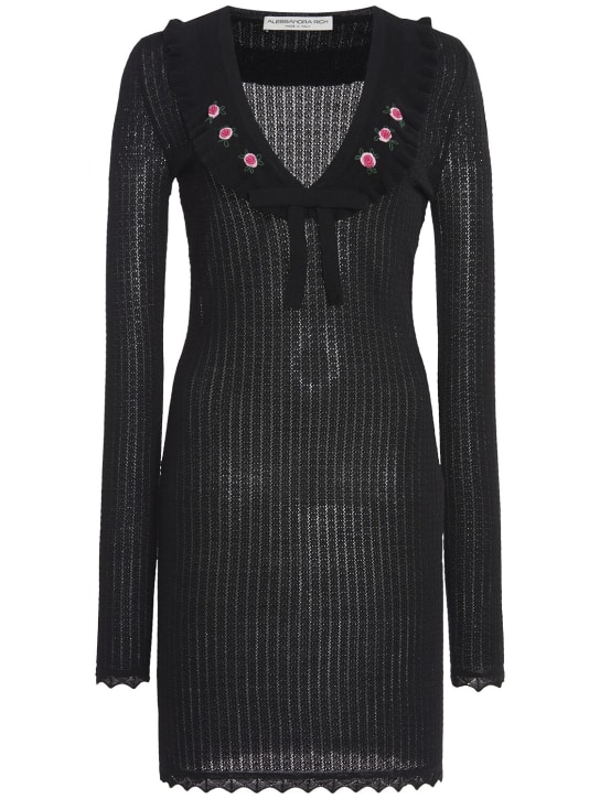Alessandra Rich: Robe courte en laine brodée