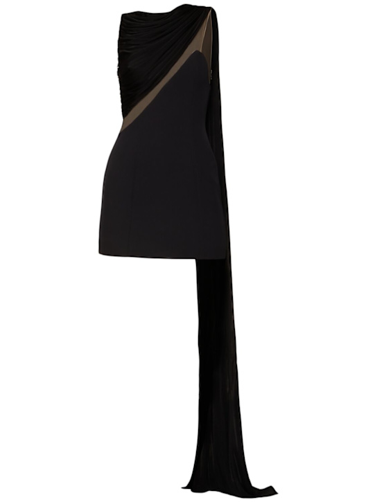 David Koma - Robe courte drapée en jersey et tulle
