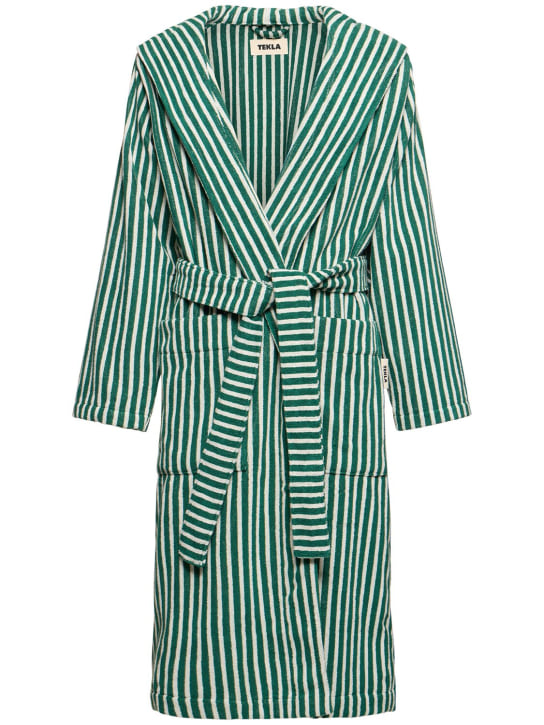 Tekla - Peignoir à rayures vertes Teal
