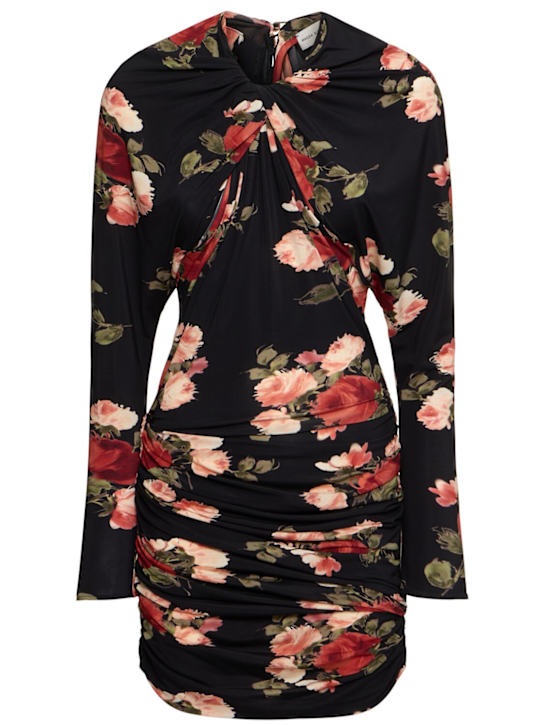 Magda Butrym: Vestido corto de jersey estampado drapeado