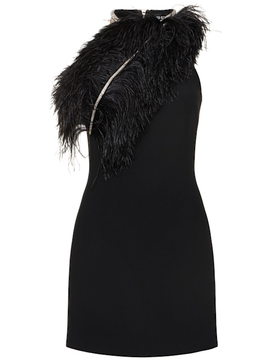 David Koma - Robe courte en cady et plumes
