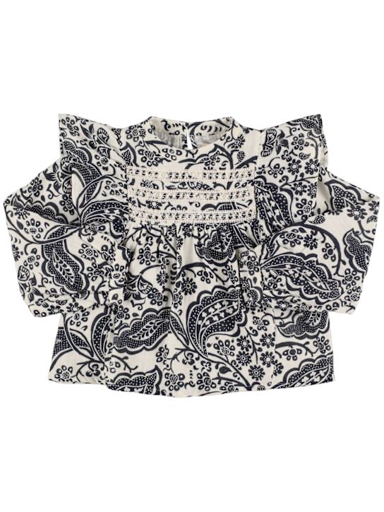 The New Society: Printed cotton shirt w/embroidery