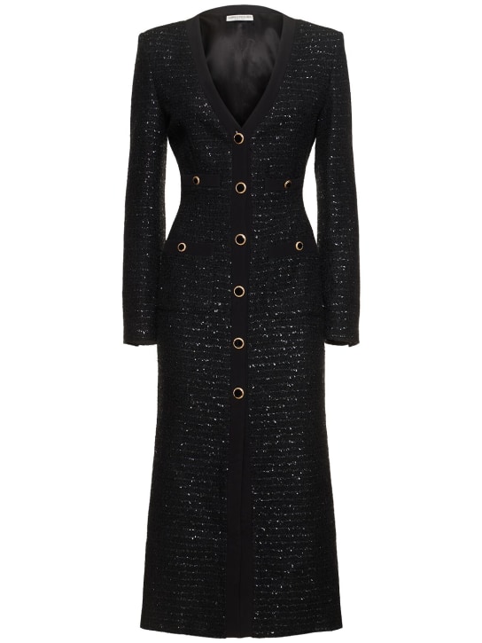 Alessandra Rich: Vestito midi con scollo a V e paillettes