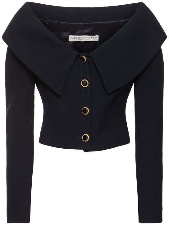 Alessandra Rich: Cardigan en laine à col bardot