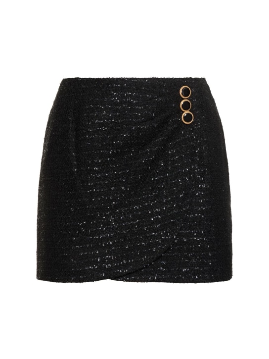 Alessandra Rich - Jupe courte en tweed drapé à sequins