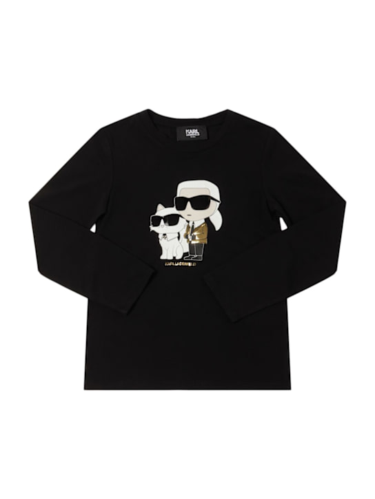 Karl Lagerfeld: T-shirt in jersey di misto cotone con stampa