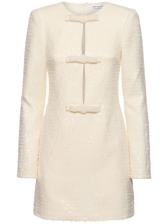 Self-portrait - Robe courte en bouclé avec nœuds