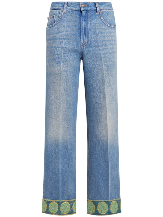 Valentino: Jeans dritti vita alta con ricami