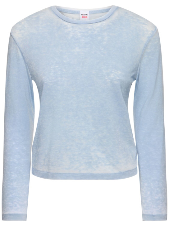RE/DONE - T-shirt boxy en coton mélangé à manches longues