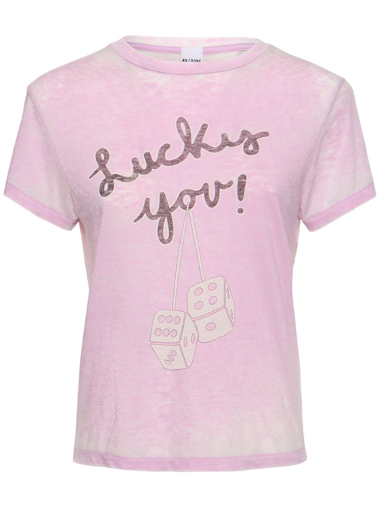 RE/DONE: T-shirt en jersey de coton mélangé imprimé
