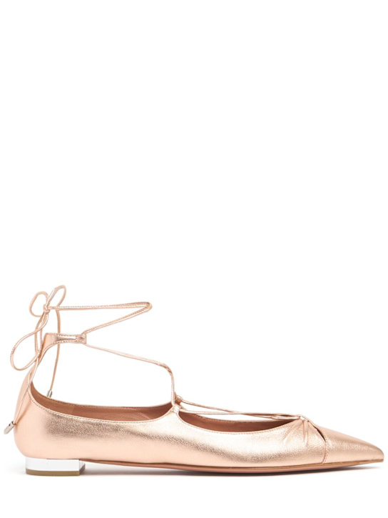 Aquazzura - 10mm Gabi metallic leather ballerinas
