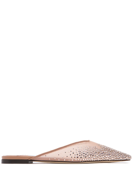 Jimmy Choo: 10mm hohe Mesh-Mules mit Kristallen „Vivi“
