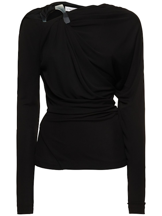 Victoria Beckham: Top maniche lunghe in jersey drappeggiato