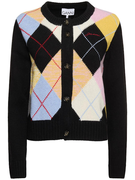 GANNI - Harlequin wool blend cardigan