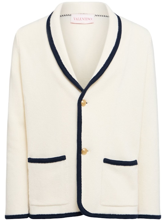 Valentino: Blazer cardigan in lana e cotone