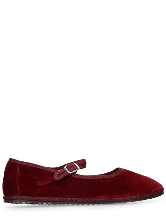 Vibi Venezia: Chaussures Mary Jane en velours Bordeaux 10 mm