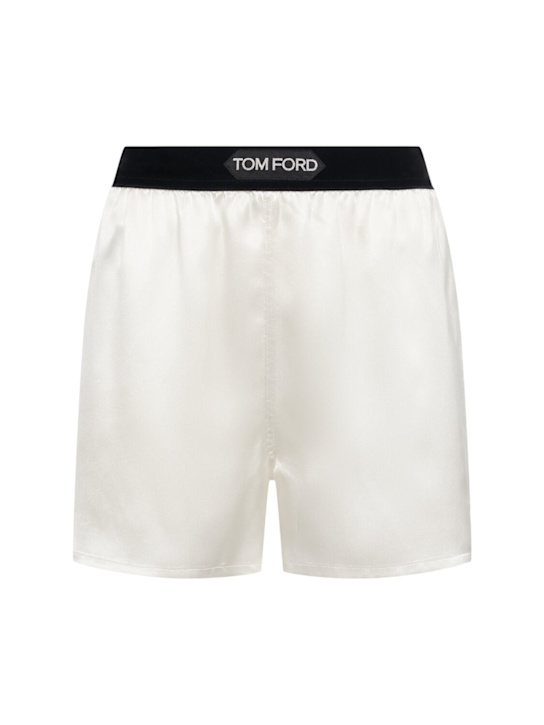 Tom Ford: Shorts de satén de seda con logo