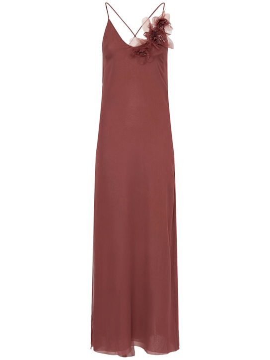 Blumarine - Robe longue en georgette avec fleurs