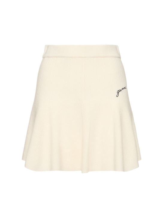 GANNI: Minifalda de mezcla de cashmere