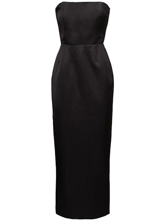 POSSE: Vestido midi de satén sin tirantes
