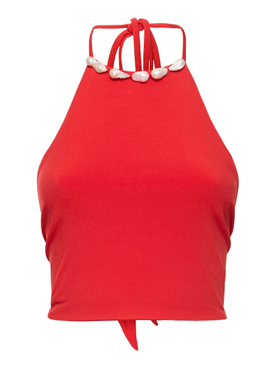 Sara Cristina: Top in jersey Orchid con perle