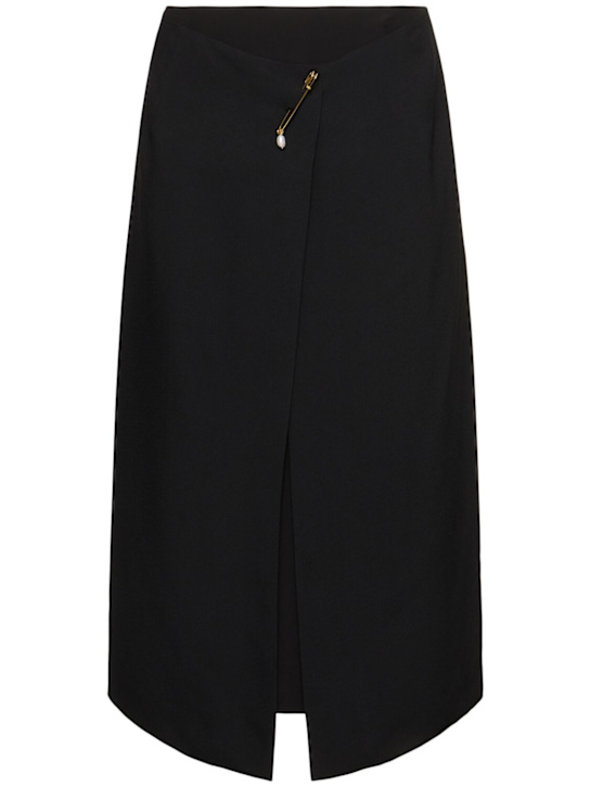 Carven: Jupe mi-longue en viscose avec broche