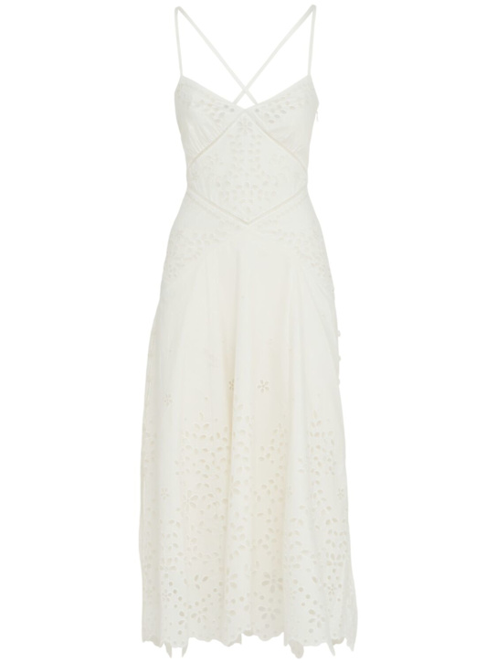 Self-portrait - Robe midi en coton brodé
