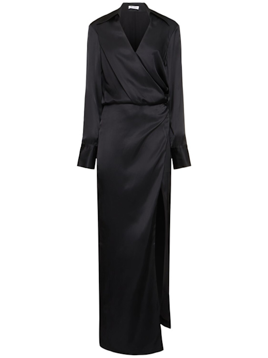 The Attico - Draped satin midi shirt dress