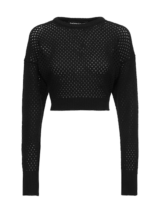 Andreadamo - Pull-over court en maille de coton mélangé