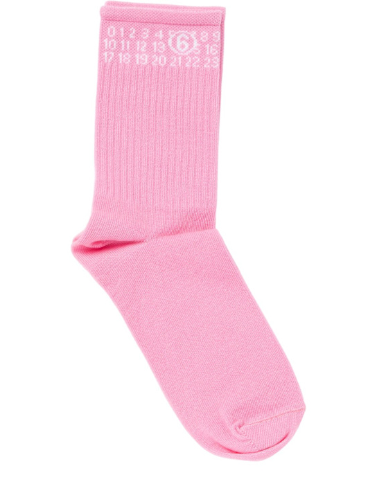 MM6 Maison Margiela: Chaussettes en coton mélangé jacquard à logo