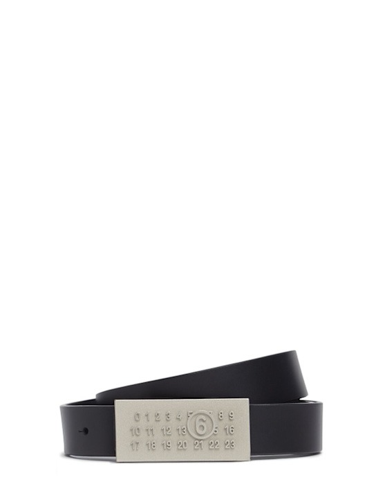 MM6 Maison Margiela: Ceinture en cuir avec boucle en métal