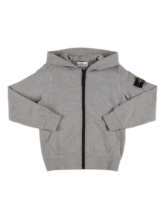 Stone Island Junior - Sweat zippé en jersey de coton à capuche