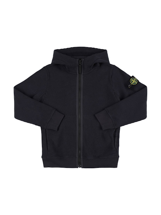 Stone Island Junior: Sweat à capuche zippé en coton