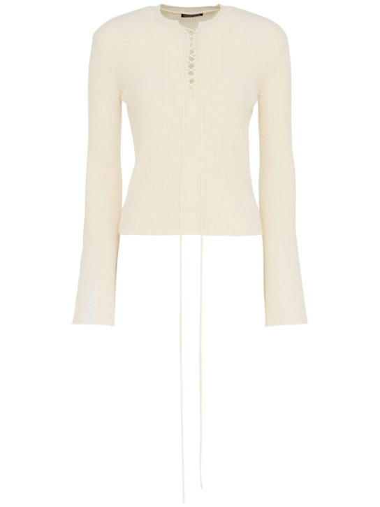 Ann Demeulemeester - Kurzer Pullover mit Schnürung „Fanja Serafino“