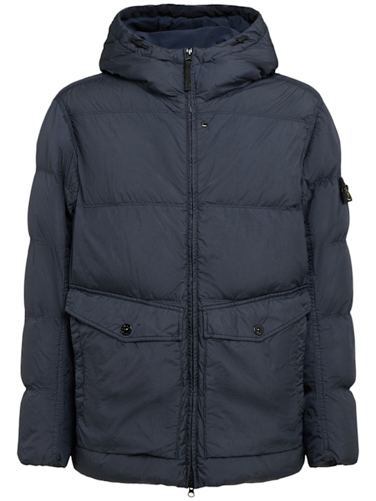 Stone Island: Parka courte en nylon matelassé duvet