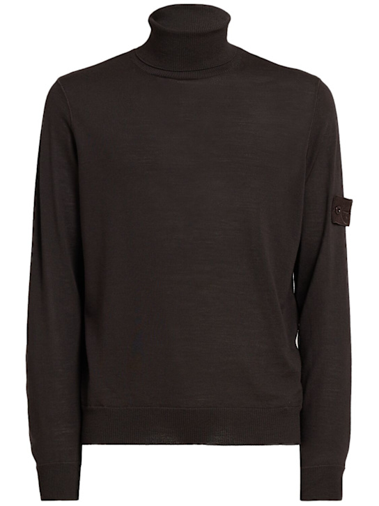 Stone Island: Pull-over en laine légère à col roulé