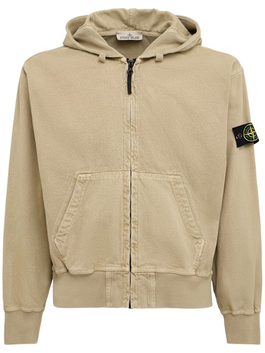 Stone Island - Vintage effect cotton sweatshirt hoodie