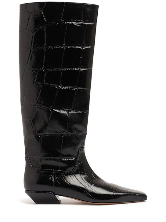 Paris Texas: 25mm hohe Stiefel mit Krokodilprägung „Bettina“