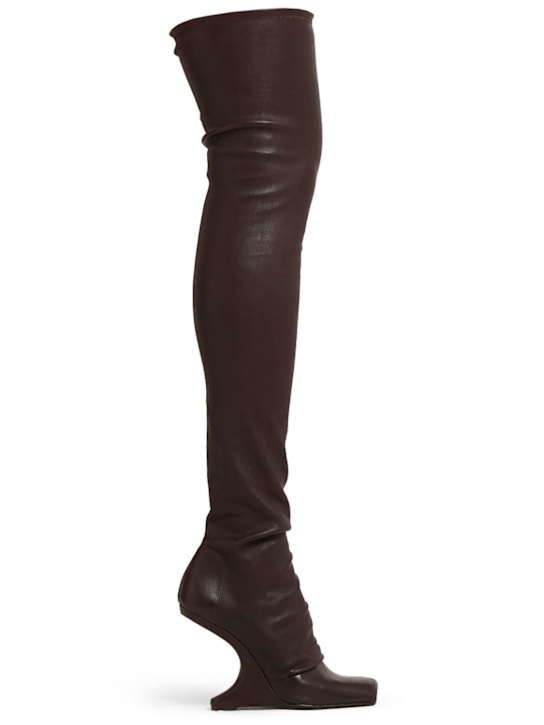 Rick Owens: 110mm schenkelhohe Stiefel aus Leder „Cantilever“