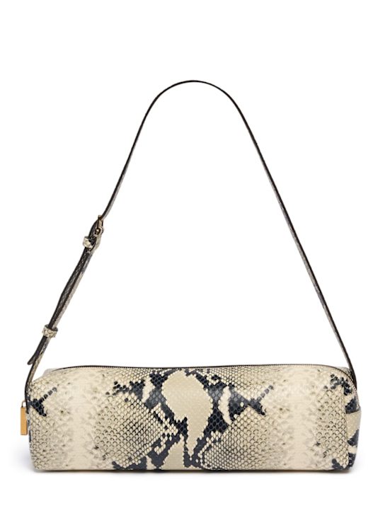 Khaite: Sac porté épaule en cuir embossé python Kye