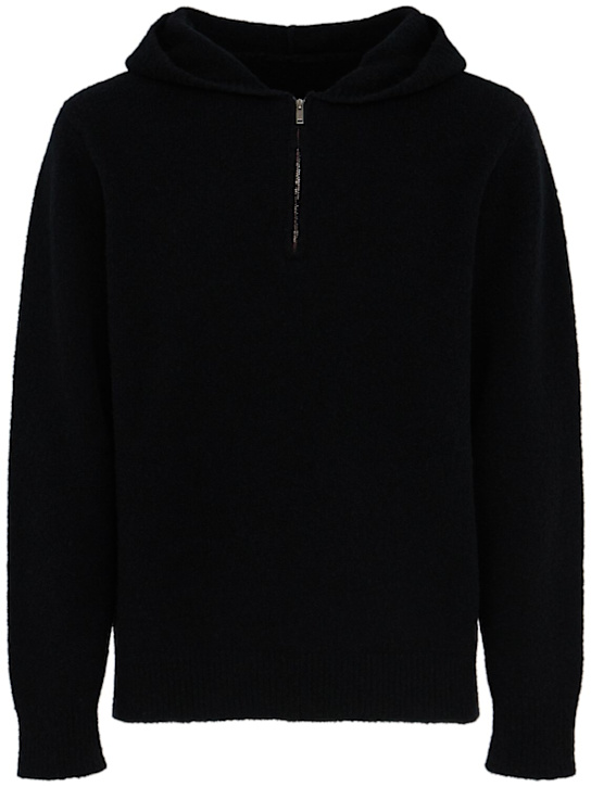 THE CORE - Half-zip wool knit hoodie