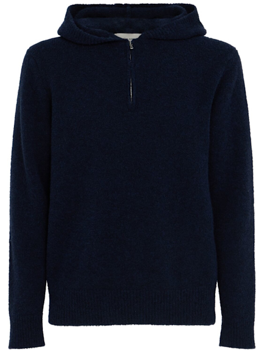 THE CORE - Half-zip wool knit hoodie