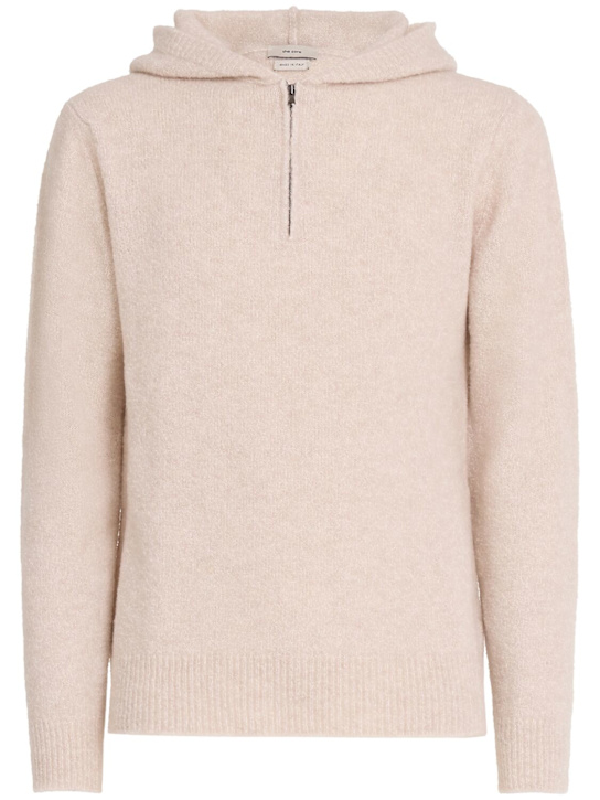 THE CORE: Half-zip wool knit hoodie
