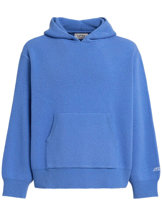 Lc23 - Pull-over en maille de laine mélangée à capuche