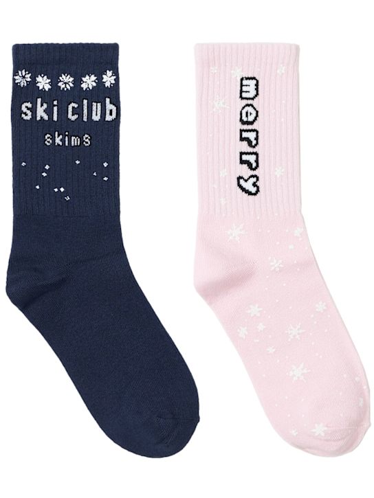 SKIMS - Pack of 2 cotton blend ribbed crew socks