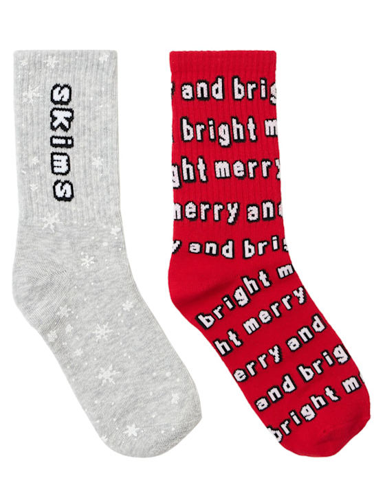 SKIMS: Pack of 2 cotton blend ribbed crew socks