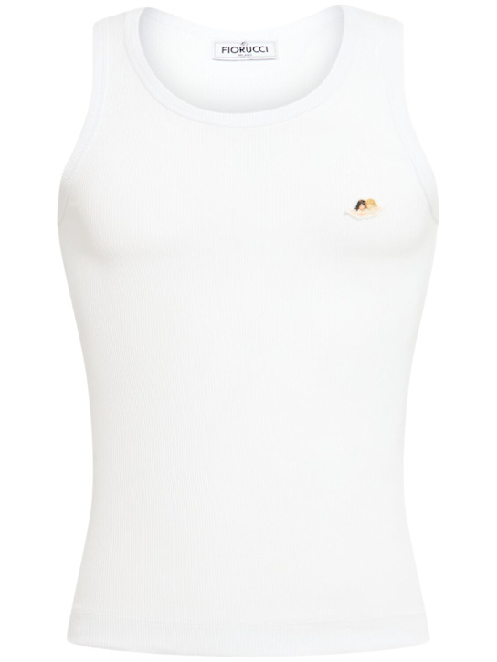FIORUCCI: Tank top a costine con patch Angel